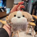 Süßer Welpen Plüsch Schlüsselanhänger, flauschiger Hunde Taschenanhänger, braune Variante. - Hellbraun