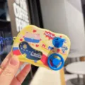 Cute mini cartoon racing game toy keychain, portable plastic steering wheel pendant for bag. - Yellow Heart Pig