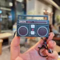 Retro mini boombox keychain vintage radio bag pendant creative gift for kids backpack decor - Antique Radio - Black