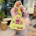 Cute capybara electronic toy keychain yellow triangle backpack pendant portable keyring gift - Yellow Capybara Eating Melon