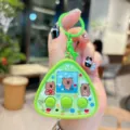 Retro mini electronic keychain speaker variant, cute cartoon bear design, perfect bag charm gift. - Green Capybara