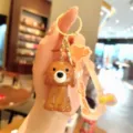 Porte-clés mignon en acrylique chien jelly pendentif de sac et anneau de clé de voiture - Marron