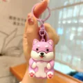 Cute purple Shiba Inu cartoon keychain, silicone animal pendant for bags and daily gifts. - Purple Shiba Inu
