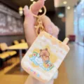 Cute cartoon capybara handheld game console keychain, lovely school bag pendant toy gift. - Brown Capybara