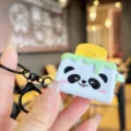 Mignon dessin animé panda grille-pain porte-clés beau toast sac pendentif pour femmes - Panda Blanc