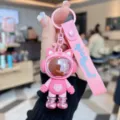 Roze cartoon astronaut sleutelhanger schattige tassenhanger charmante accessoire - Roze
