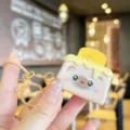 Adorable porte-clés chat pain de mie en silicone kawaii dessin animé pendentif - Khaki Chat