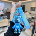 Blauwe astronaut sleutelhanger met riem schattige PVC cartoon rugzak hanger mode accessoire - Blauw