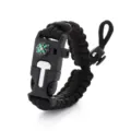 Bracelet de survie en paracorde noire avec boussole et boucle multifonction pour extérieur. - Noir
