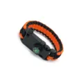 Outdoor survival paracord bracelet with multi-functional buckle, compass, and durable 7-strand cord. - Orange and Black