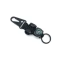 Schwarzer Fallschirmschnur Schlüsselanhänger mit Karabiner, Pfeife und Kompass für Outdoor Camping. - Schwarz
