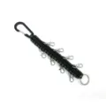 Multi-functional paracord keychain with carabiner and multiple lobster clasps for outdoor use. - Black and Military Green