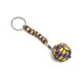 Handcrafted paracord keychain with durable metal ring and woven ball pendant outdoor style. - Yellow Purple Camouflage