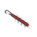 Multi-functional paracord keychain with 7-core braided rope, black red design, multiple clasps. - Black and Red