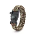 Survival paracord bracelet with compass and emergency whistle for outdoor hiking and camping. - Army Green Camouflage