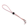 Pink mask lanyard extension strap with adjustable buckle and metal hooks for anti-lost protection. - Pink