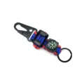 Paracord Keychain with Compass Karabiner Red Blue Survival Outdoor Carabiner Key Ring - Blue And Red