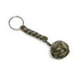 Paracord keychain pendant, miniature woven monkey fist ball design with metal ring. - Army Green Camo