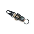 Paracord Schlüsselanhänger mit Karabiner, Kompass und multifunktionalem Outdoor Survival Seil. - Wüstentarnmuster