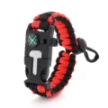 Bracelet de survie tactique en paracorde avec boussole et boucle multifonctionnelle. - Noir et Rouge