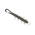 Multifunctional paracord keychain with black carabiner, multiple clips and 7-core rope. - Army Green Camo