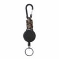 Robuster taktischer Paracord einziehbarer Schlüsselanhänger mit Karabiner und Metallring. - Armeegrün Camo