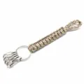 Paracord survival keychain in desert color, handmade outdoor rope key ring with 5 carabiners. - Desert