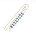 Blue heart crystal glasses chain detail, metallic gold link strap with silicone loops. - No. 4 / Blue