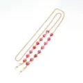 Elegant crystal heart glasses chain gold metal lanyard for women stylish eyewear holder - Red