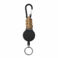 Portachiavi retrattile tattico da esterno con paracord e bobina con moschettone. - Kaki