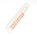Gold metal glasses chain detailed with orange heart crystals, stylish face mask holder strap. - No. 2 / Orange