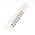 Gold-toned metal glasses chain featuring faceted heart-shaped crystal beads for women. - Black