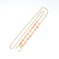 Details of gold crystal eyeglass chain with peach heart beads, elegant mask lanyard holder. - Light Yellow