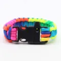 Colorful Rainbow Paracord Survival Bracelet with Whistle Outdoor Emergency Gear Multi - Rainbow