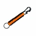 Porte-clés en paracorde tressée d'extérieur avec décapsuleur en orange et noir. - Orange Noir