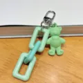 Porte-clés pendentif ours mignon en acrylique DIY, charm de sac chaîne résine et accessoires. - Vert