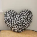 Heart shaped leopard print fluffy cushion cover for sofa bed car aesthetic bedroom decor room - Decorative Pillow Cover / 40x50cm / Brown Leopard