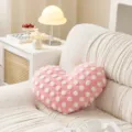 Pink heart-shaped throw pillow cover with white polka dots, soft plush cushion for sofa. - Pink White Dot Heart Pillow Cover Without Core / 40x50cm