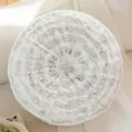 Round plush throw pillow with silver tree ring texture, cozy sofa and bed cushion detail. - 40CM / Silver Annual Ring