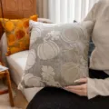 Nordic pumpkin pattern throw pillow cover, textured cushion for sofa, bed, and car decor. - 45*45cm / Off-White