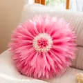 Pink 3D lotus flower decorative throw pillow cover, princess style cozy couch cushion. - Rose Red