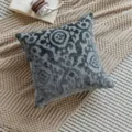 Nordic style dark grey velvet throw pillow cover featuring psychedelic pattern for sofa and bed. - 45*45cm - 190g / Cut Velvet Gray