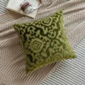 Green velvet throw pillow cover nordic psychedelic pattern square sofa cushion cover - 45*45cm - 190g / Cut Velvet Green