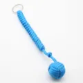 Porte-clés en paracorde bleue avec balle poing de singe et anneau pour survie métal - Bleu lac