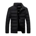 Giubbotto imbottito nero da uomo con collo alto e vestibilità slim ideale per l'inverno. - Taglia M / Top / Nero