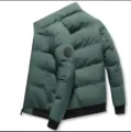 Uomo inverno colletto in piedi giacca imbottita spesso caldo piumino casual moda - Taglia M / Top / Verde militare