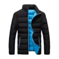 Herren Winter Freizeit Daunenjacke Stehkragen Verdickter Warmer Mantel Schwarz Blau. - M / Oberteile / Schwarz Blau