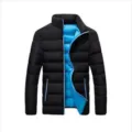Herren Winter Verdickte Gepolsterte Stehkragenjacke Schwarz Blaue Variante Modell - M / Oberteile / Schwarz Blau