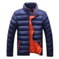 Piumino Slim da Uomo Blu Scuro Collo Alto Cappotto Caldo Invernale Variante Stile - 6XL / Top / Blu navy