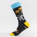 Plus size men crew socks space astronaut printed colorful cotton casual funny dress socks - Plus Size (Size 41-48) / Astronaut
